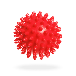 DrFit Miękka piłka do masażu rehabilitacyjnego z wypustkami sensorycznymi ø 6 cm czerwona