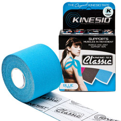 Kinesio Tex Classic bawełniana z liniami ułatwiającymi cięcie 5cm x 4m niebieska