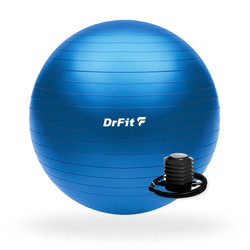 DrFit piłka do ćwiczeń fitness i rehabilitacji z pompką ø 65 niebieska