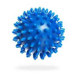 DrFit Miękka piłka do masażu rehabilitacyjnego z wypustkami sensorycznymi ø 7 cm niebieska