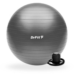 DrFit piłka do ćwiczeń fitness i rehabilitacji z pompką ø 75 szara